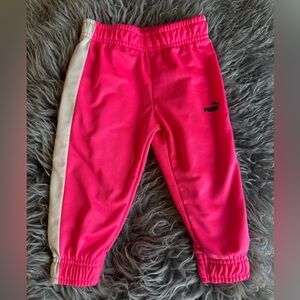 Puma Kids Pink Joggers with White Side Stripe